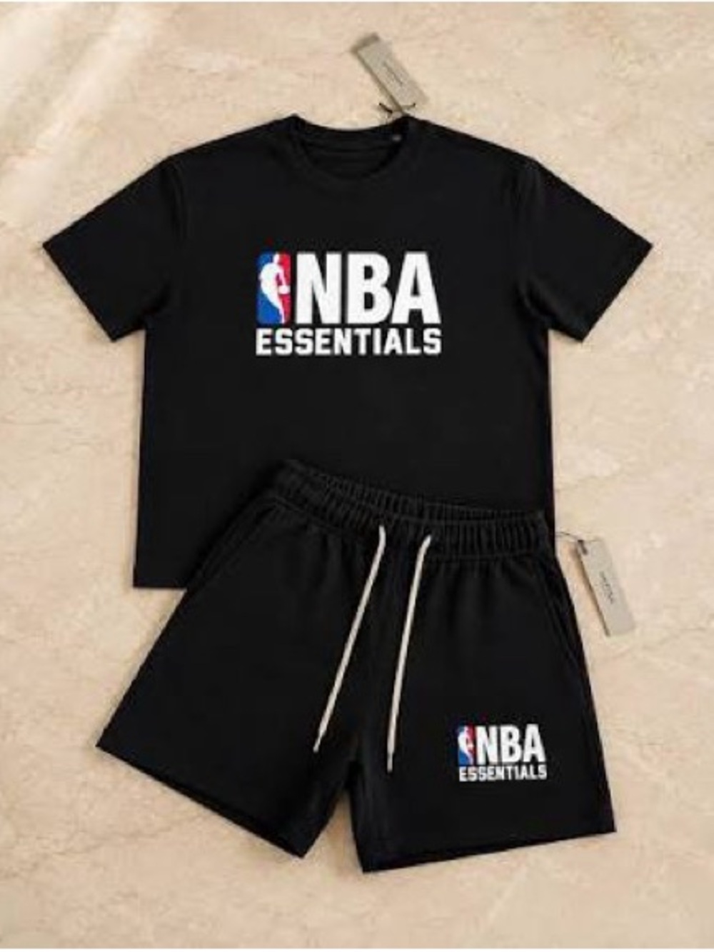 Essentials Black NBA Logo Men's Athletic Tee & Shorts Set